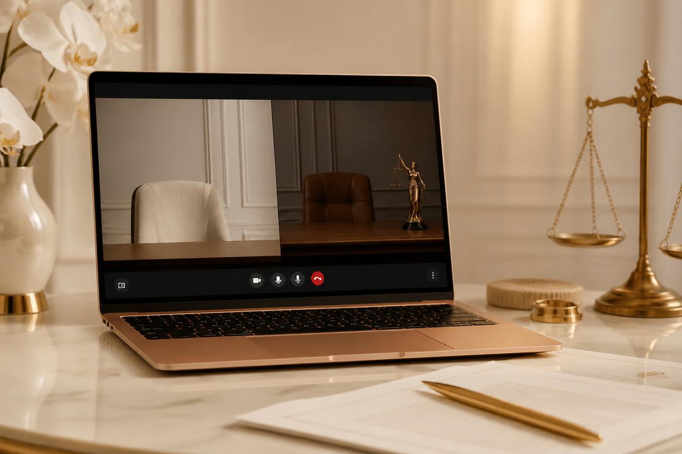 Consultoria jurídica on-line em ambiente elegante